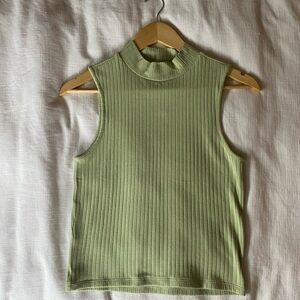 Madewell Sleeveless Ribbed Tank in pale jade